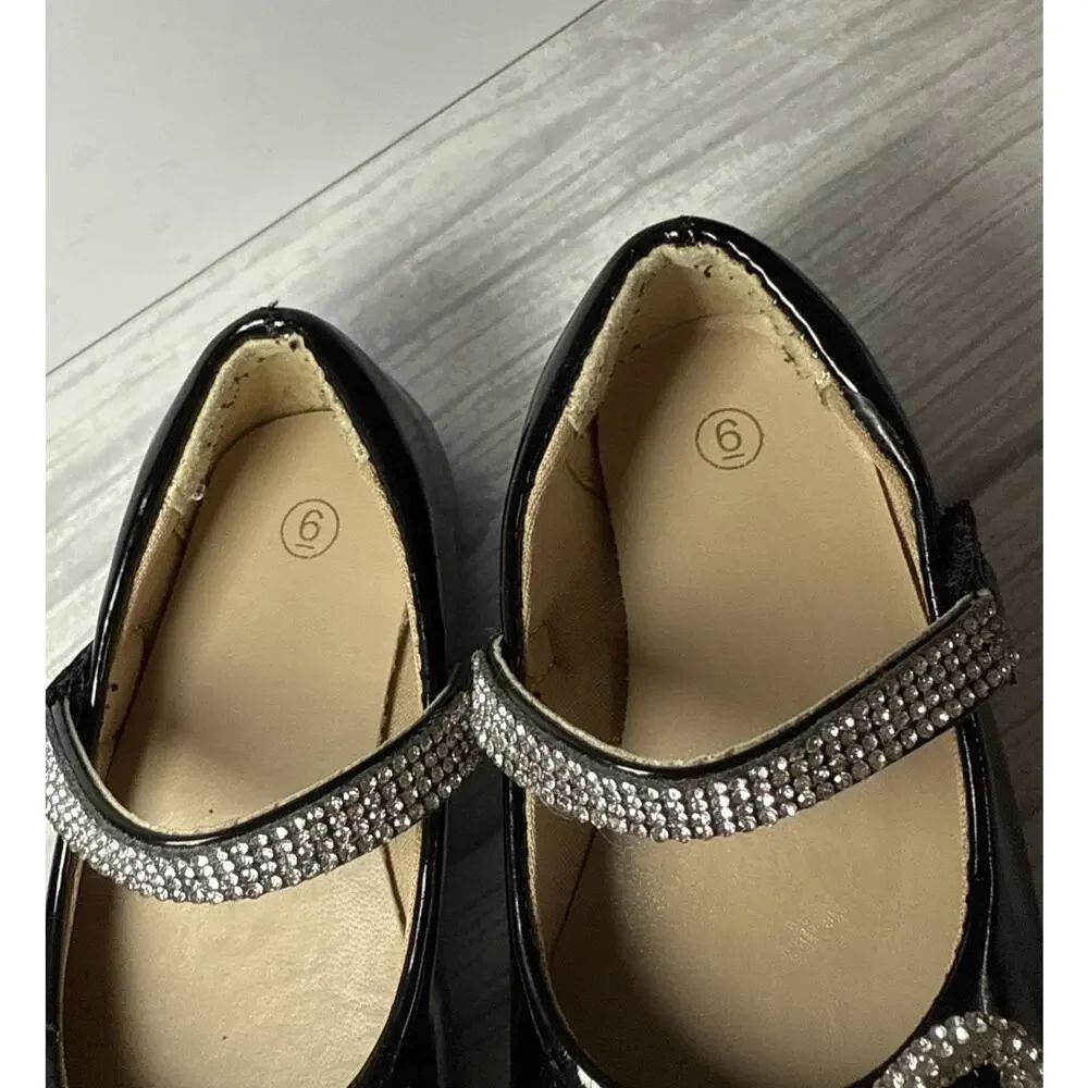 Kushyshoo Girl's Bow Mary Jane Dress Shoes Ballet Princess Flats Size 6